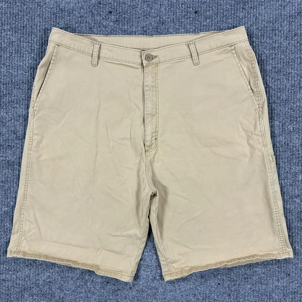Wrangler Chino Shorts Mens 40 Beige Stretch Regular Fit 10 Inseam Casual
